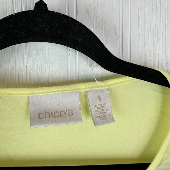 Chico's Yellow Blouse size Small Asymmetrical hem - Picture 3 of 5